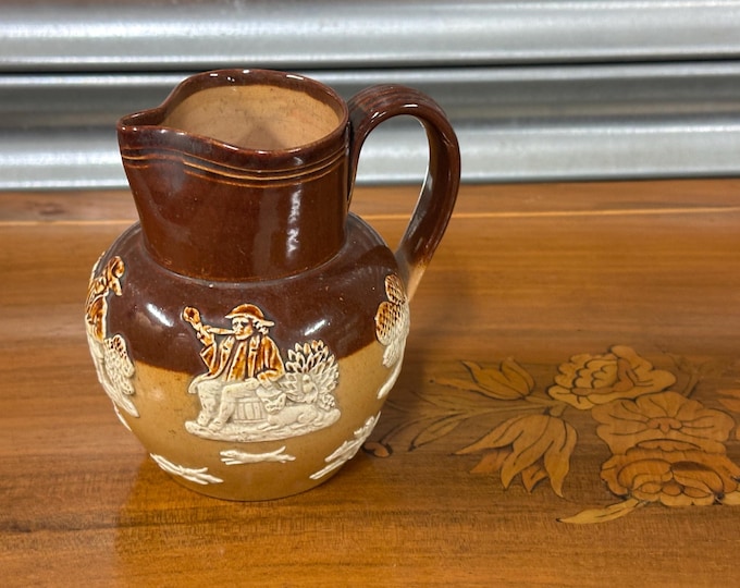 Antique Doulton Lambeth Salt Glaze Harvest Scene Stoneware Pitcher / Jug