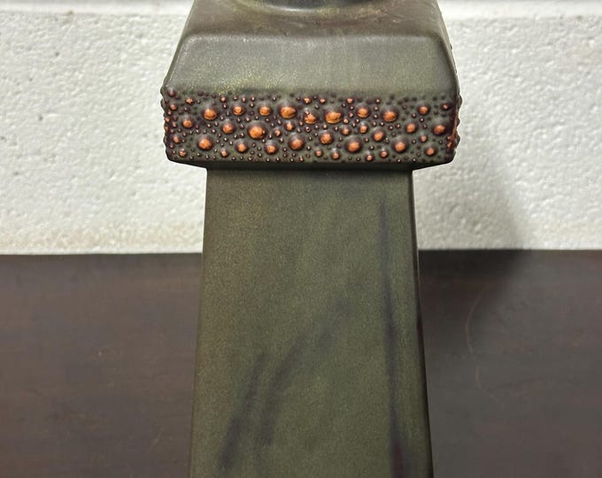 1970s Mid Century Modernist Pottery Chimney Shaped Vase - Unusual Design