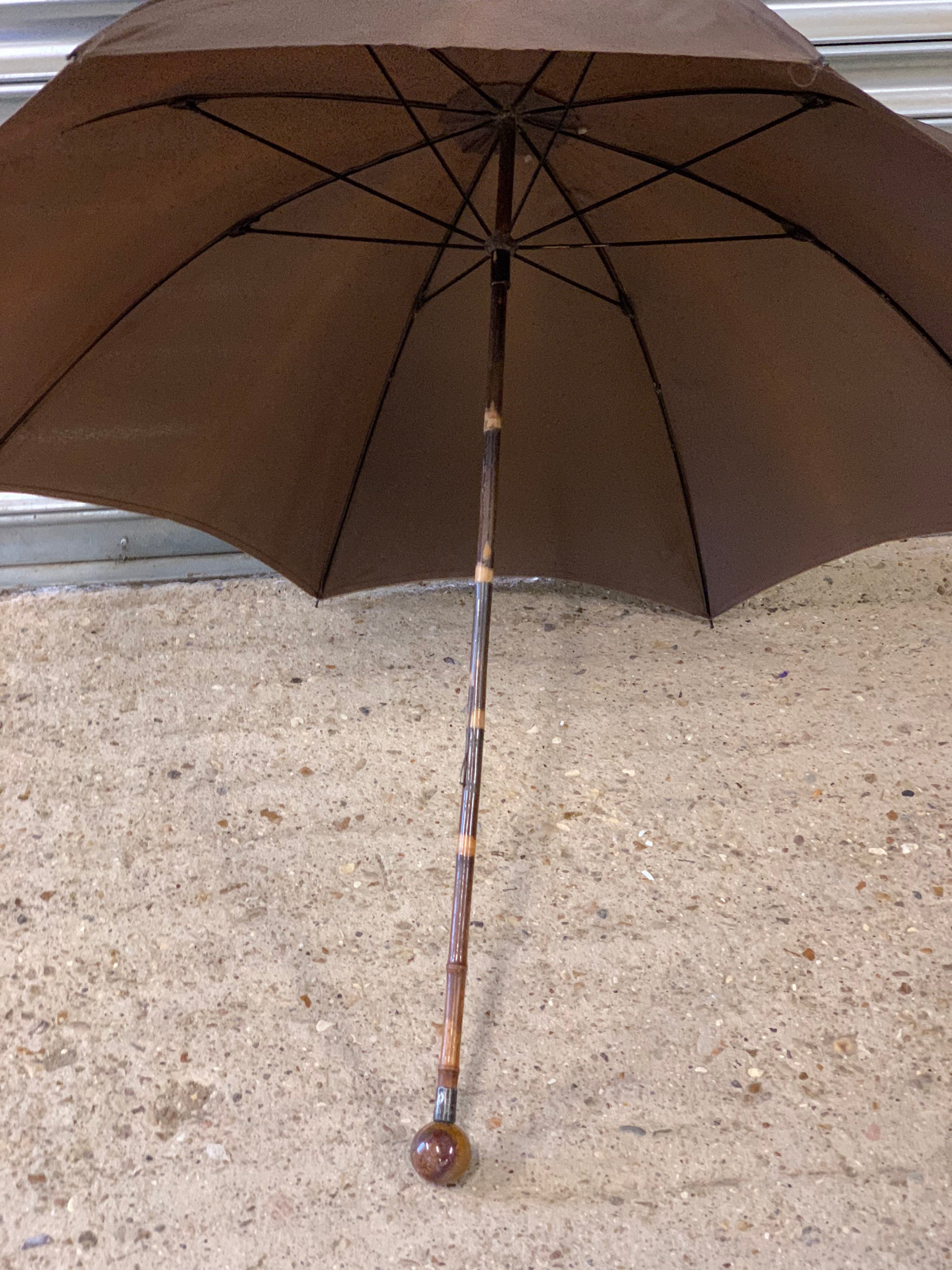 Unusual Early 20th Century Antique Vintage Umbrella with Bamboo Shaft ...