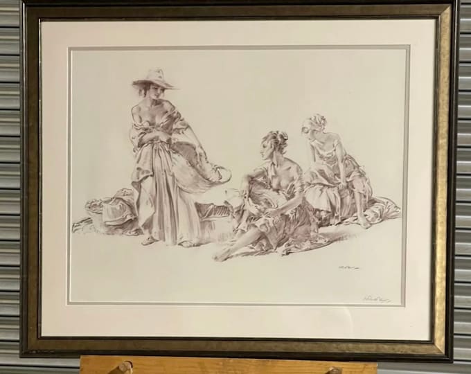 Fabulous Rare Large Sir William Russell Flint ‘Group of Idlers’  Lithograph Print Signed By Artist