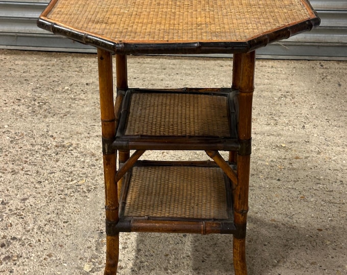 Lovely Antique 19th Century Aesthetic Movement Octagonal Bamboo Side Table