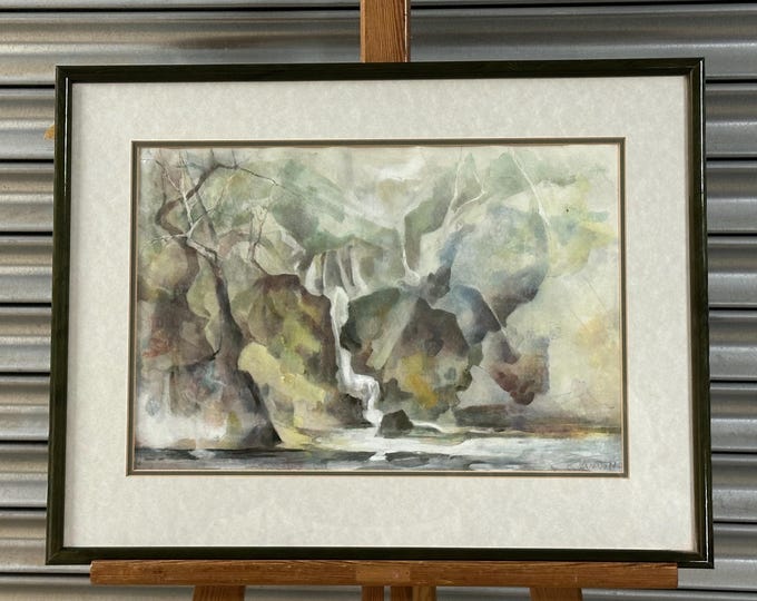 George Cannon (b.1930) - 20th Century Watercolour, Waterfall Aira Beck