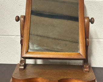 Charming Antique Victorian 19th Century Arched Plate Tilt Top Dressing Table Mirror