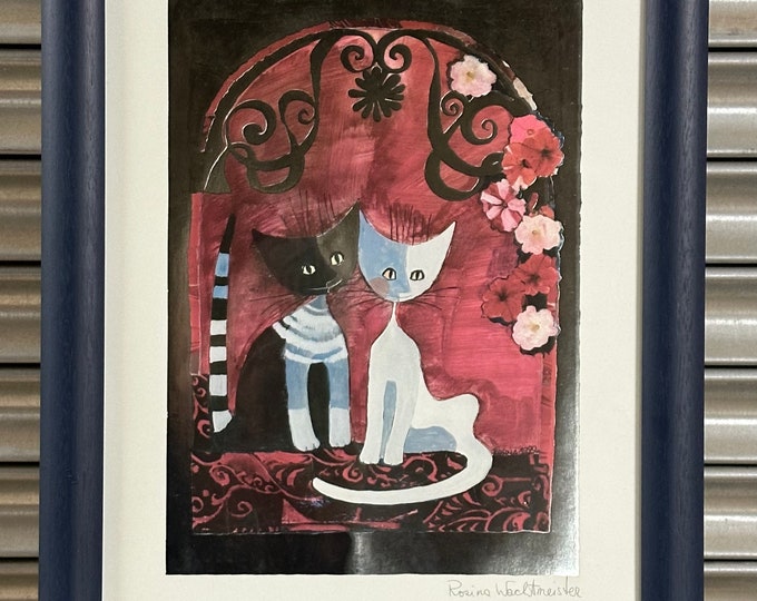 Framed & Glazed Rosina Wachtmeister ‘Les Deux Amis Cats’ Print