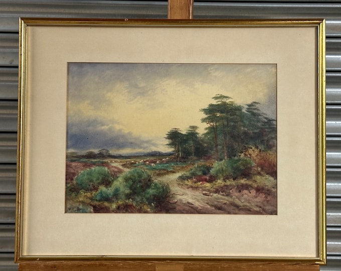 Antique Circa 1900 Landscape Watercolour By V T Arper