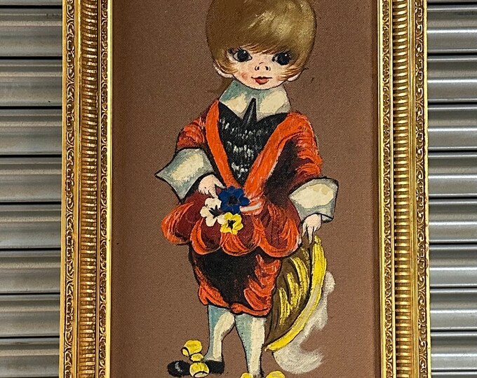 Big Eyes Boy - Retro Original 1960s Oil Painting Keane Leighton Jones Strickland