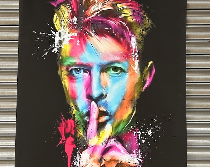 Large Colourful Pop Art Screenprint On Canvas Of David Bowie