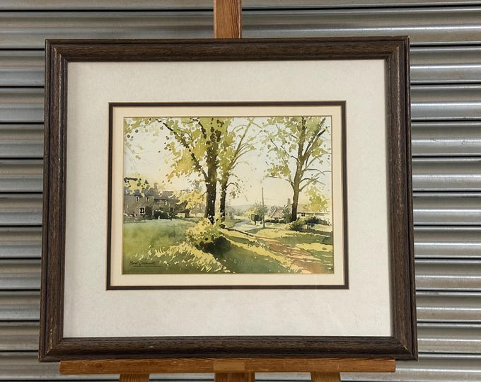 Beautiful Original Rural Autumn Landscape Watercolour By Artist Robert Goldsmith