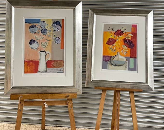 Beautiful Pair of Large Limited Edition Still Life Lithographs by Dawn Harvey