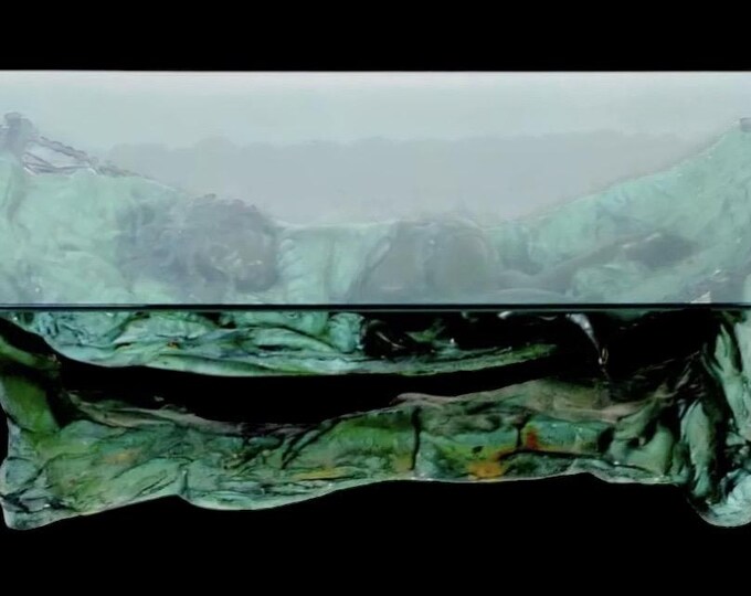 Superb Rare Glass Coffee Table with Bronze Sleeping Child Figure Sculpture, after Auguste Moreau - Limited Edition 7 of 99