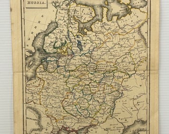 Antique 19th Century Map Of Russia Drawn and Engraved By Russell & Sons
