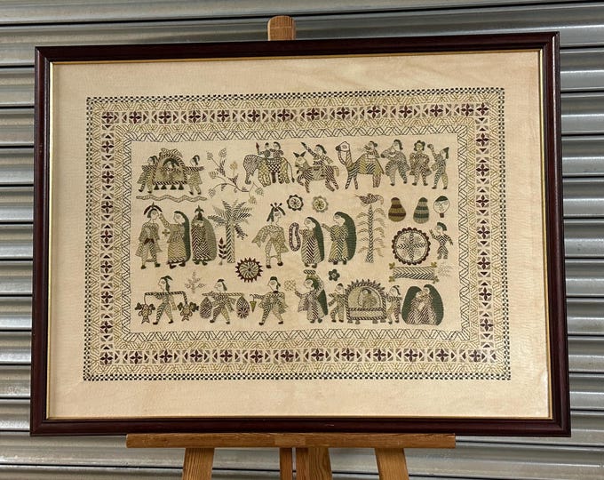 Vintage Framed And Glazed Hand Embroidery / Needlework Wall Art