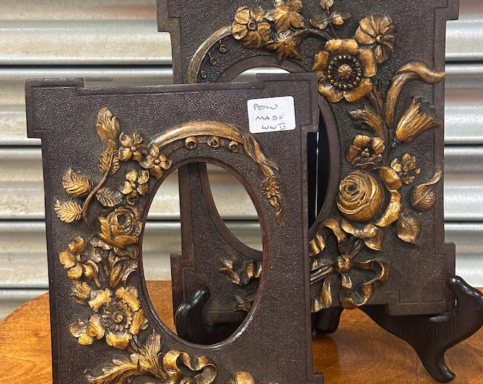 Rare WWII POW Hand-Carved Picture Frames – Hand Made by Prisoner of War