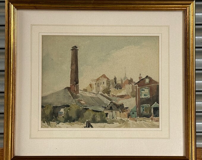 Early 20th Century Watercolour of Lancing, West Sussex by William Hyams (1878-1952).