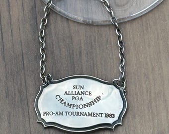 Rare Golf Memorabilia , Sun Alliance Pro Am Golf 1983 Silver Plate Decanter Label