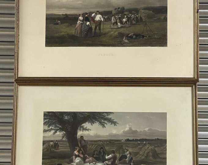 Pair of Antique 19th Century Hand Coloured Etchings after John Absolon (1815-1895) One Titled ‘Rest’ & the other ‘Labour’.