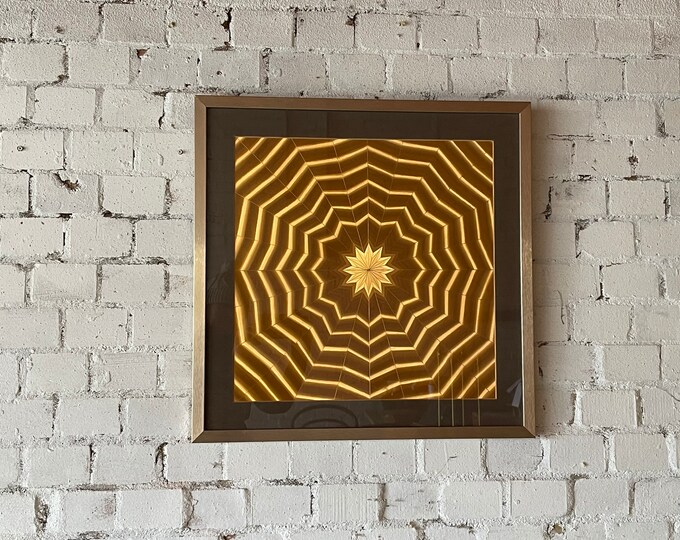 Unusual Very Retro Copper Coloured Metallic Decal Artwork Circa 1970’s/80’s