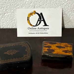 Two Antique 19th Century Papier Mache Type Snuff Boxes