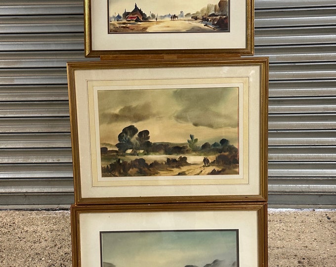 Three Original Watercolours Of Rural Landscapes By John Snelling FRSA (b 1914)