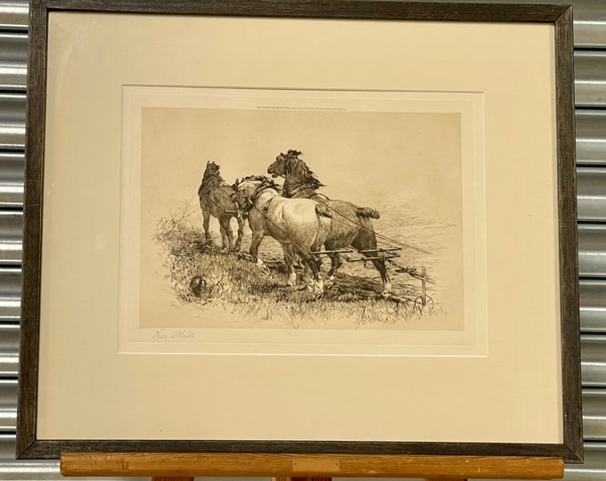 19th Century Etching ‘A Plough Team’ After Thomas Blinks (1860-1912) Signed by the artist