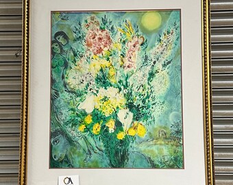 Superb Large Original Lithograph By Marc Chagall Titled ‘Bouquet’