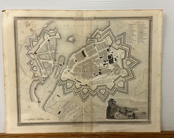 c1830’s Uncoloured Map Of Geneva Engraved By John Dower and Published By Orr & Smith