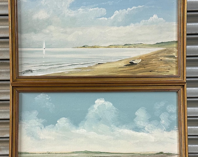 Pair Of Oil Paintings On Board By Godfrey Sayers Of North Norfolk Coastal Area