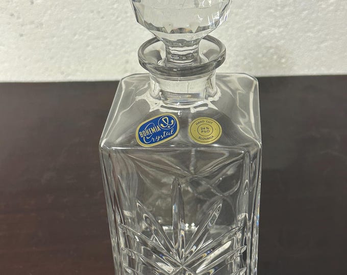 A Quality Vintage Bohemia Slovakia Crystal Glass Decanter - Unused !