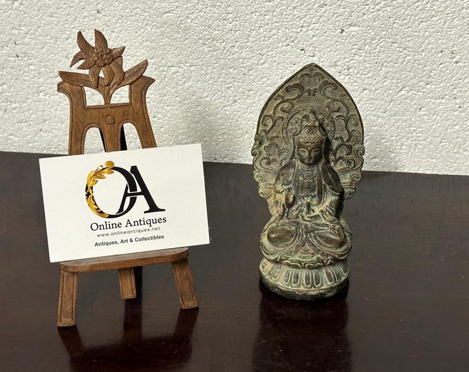 Small Antique Chinese Bronze Gilt Kwan-yin Guan Yin Boddhisattva Figurine