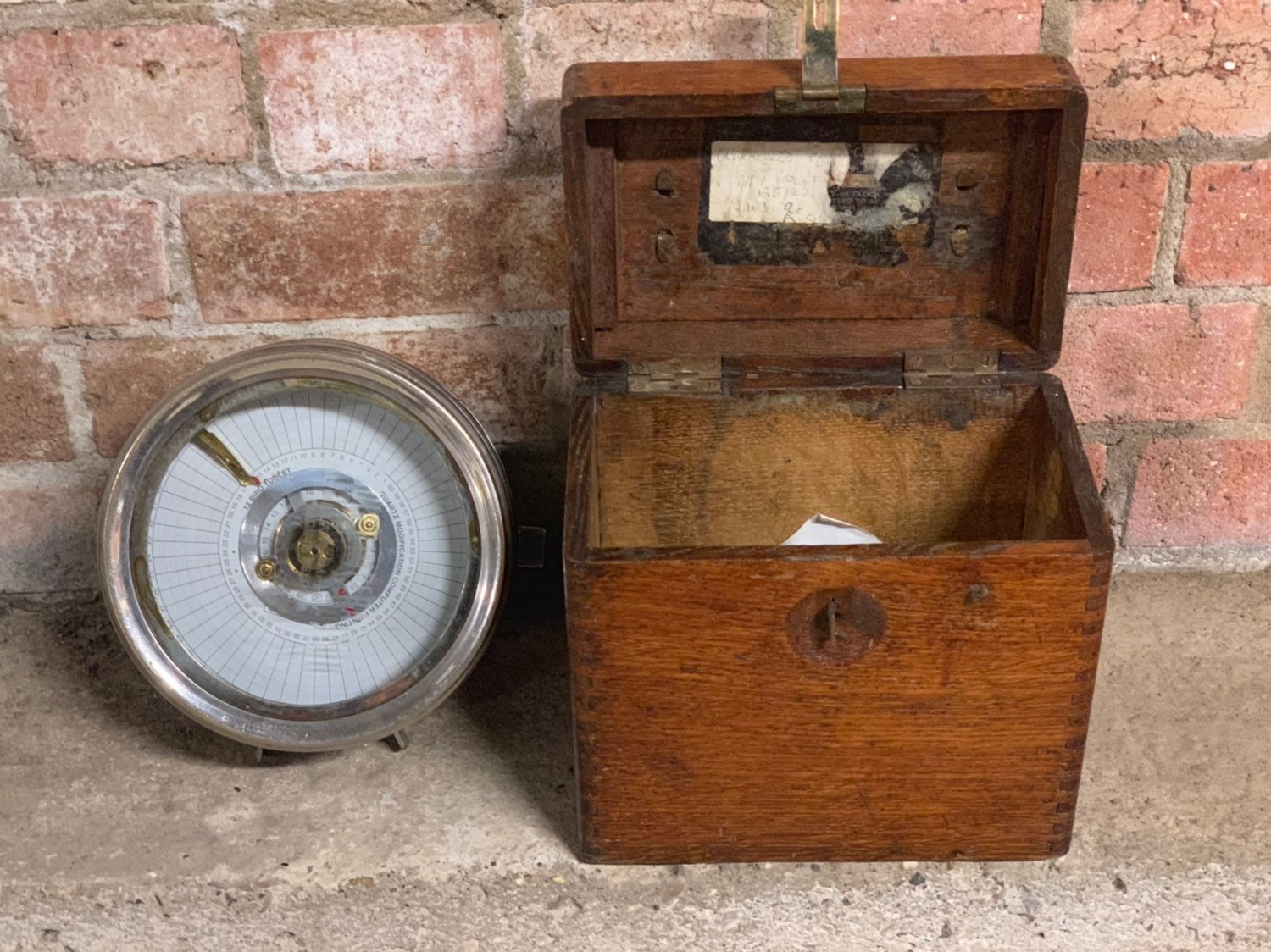 Vintage Pigeon Racing Clock In A Dovetailed Wooden Case