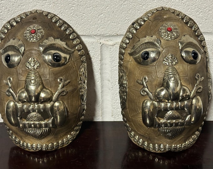 Pair of Exquisite Decorative Tibetan Nepalese Kapala Style Mask