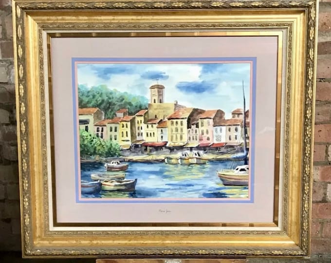 Wonderful Large Original Pierre Jean Watercolour In A Decorative Gilt Frame