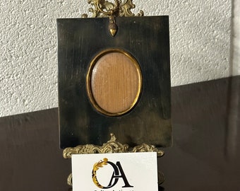 Beautiful Original 18th Century Georgian Horn Miniature Frame With Gilt Acorn and Gilt Oval Picture Surround