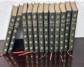 12 volumes By William Makepeace Thackeray Published By Thomas Nelson & Sons 1904-1909 - Bound in matching full green leather
