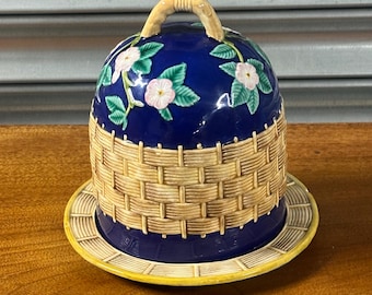 Lovely Circa 1880’s Antique Victorian Beehive Majolica Dome Cheese Dish
