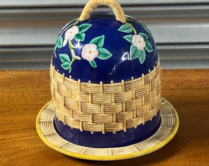 Lovely Circa 1880’s Antique Victorian Beehive Majolica Dome Cheese Dish
