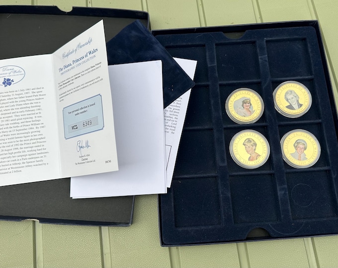 4 x 2007 Cook Islands 1 Dollar Coins Princess Diana 36th Birthday Gold Plated COA