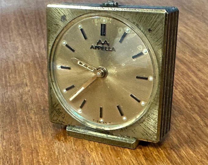 Superb Vintage 1950’s/60’s Miniature Appella 7 Jewel Swiss Travel Alarm Clock