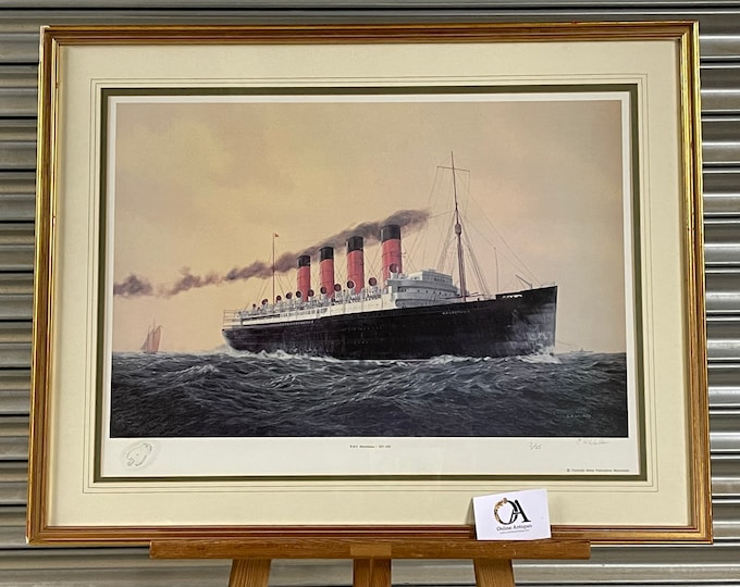 Limited Edition of 25 Prints of HMS Mauretania by Edward D Walker - Limited edition 2/25