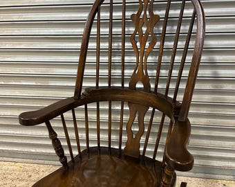 Large Antique 19th Century Elm and Beech Windsor Style Rocking Chair