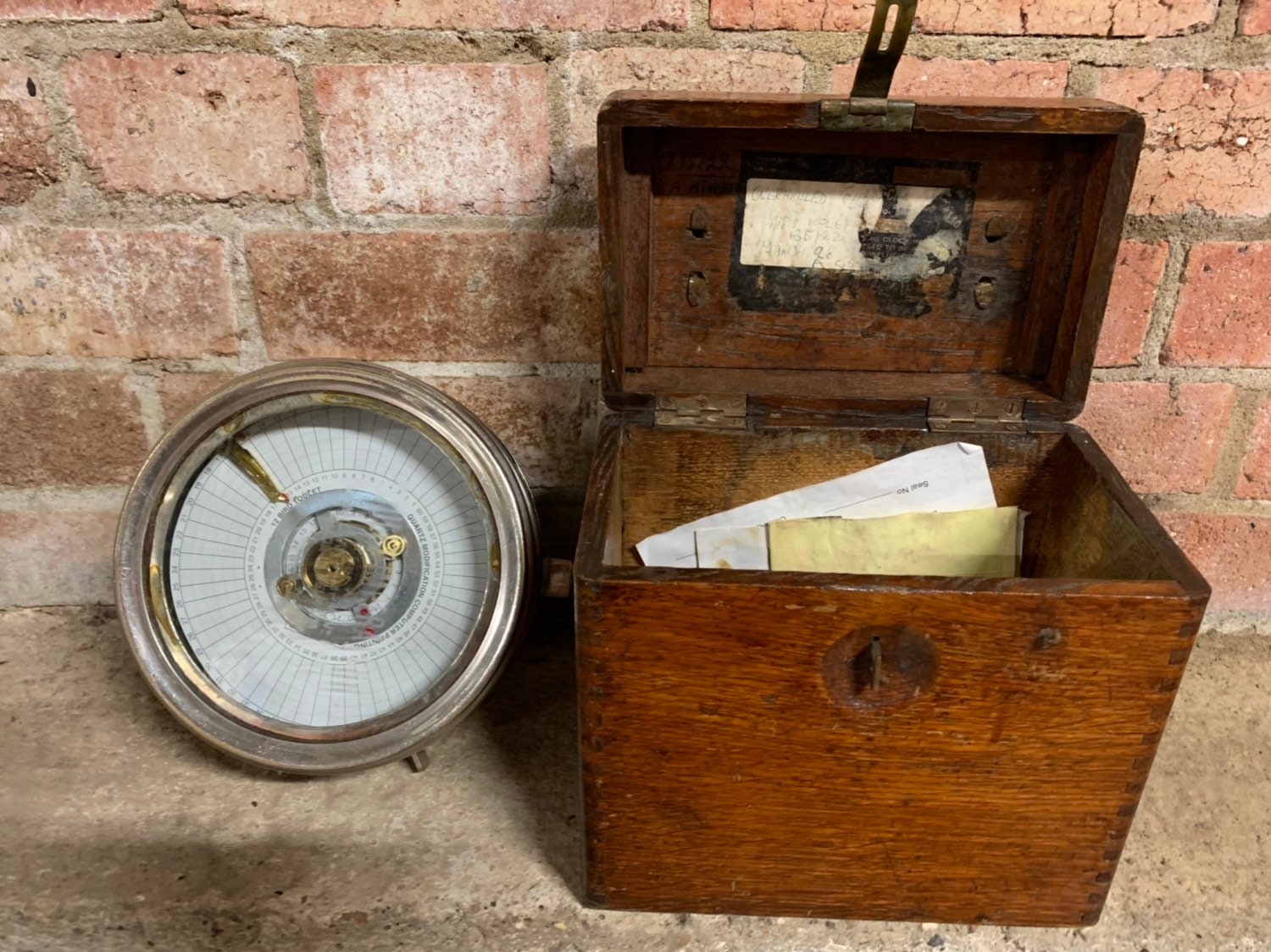 Vintage Pigeon Racing Clock In A Dovetailed Wooden Case