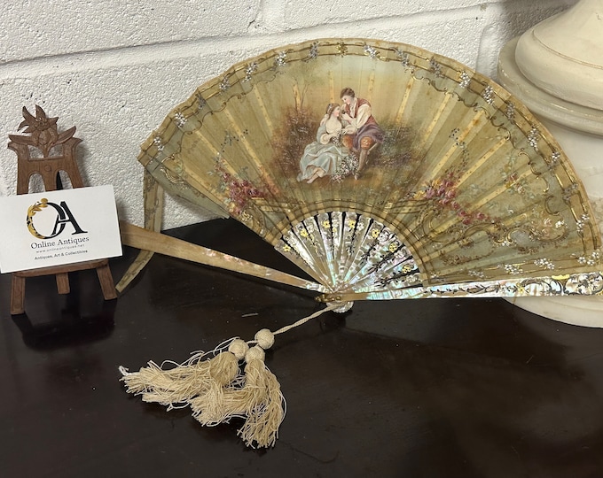 Rare Stunning Antique Early 19th Century Hand Painted Fan (A/F)