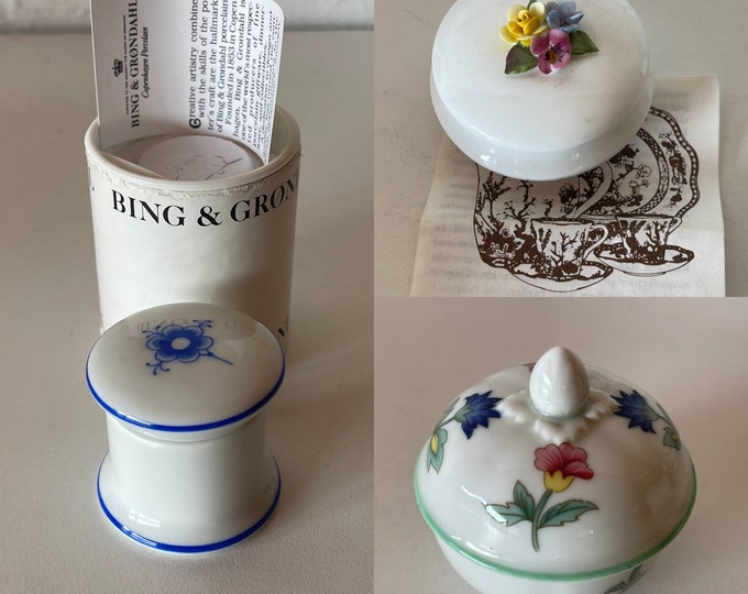 Three Beautiful Porcelain Trinket Boxes Bing and Grondahl, Heinrich and Coalport