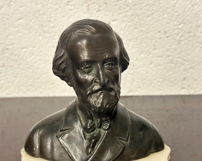 Antique Giuseppe Verdi Bronze Bust Sculpture Figure Figurine
