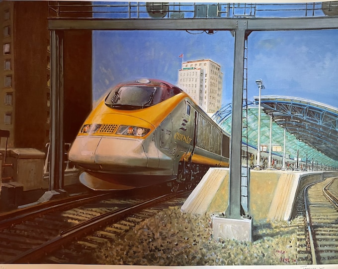 Rare Limited Edition Print of The Eurostar Leaving Waterloo by Terence Cuneo - This is numbered 96/100