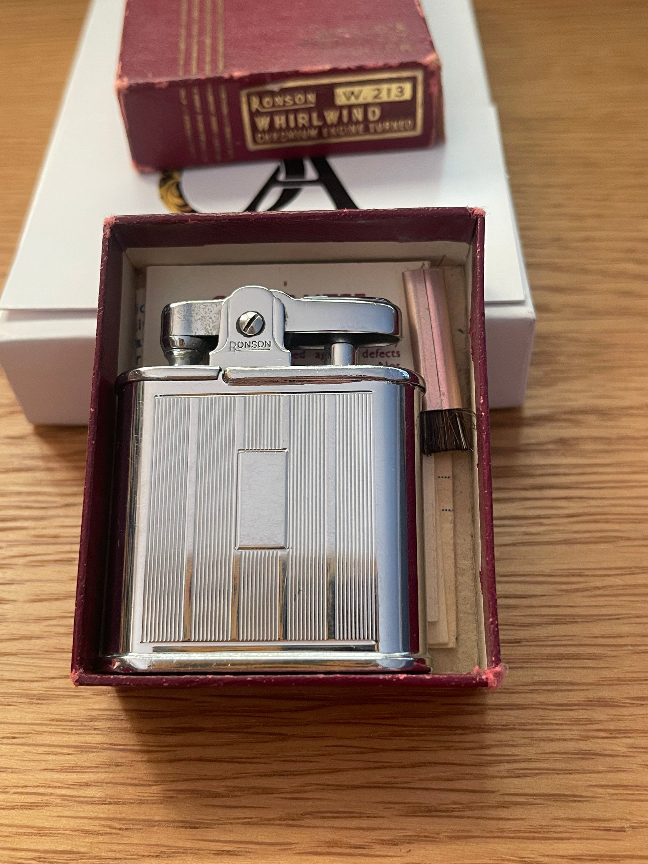 Superb Vintage Ronson Whirlwind Chromium Lighter with Original