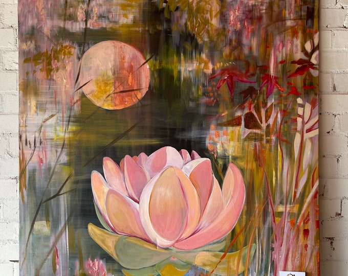 Stunning Original Oil Painting ‘Pink Moon’ by the Singer Angelina Dove