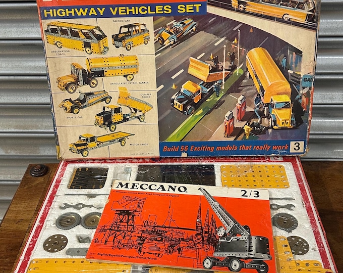 Vintage 1960’s Meccano Highways Construction Set 3 With Booklet