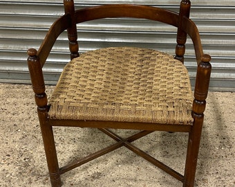 Unusual Antique Circa 1900 Arts And Crafts Chair With Drop In Rattan Seat