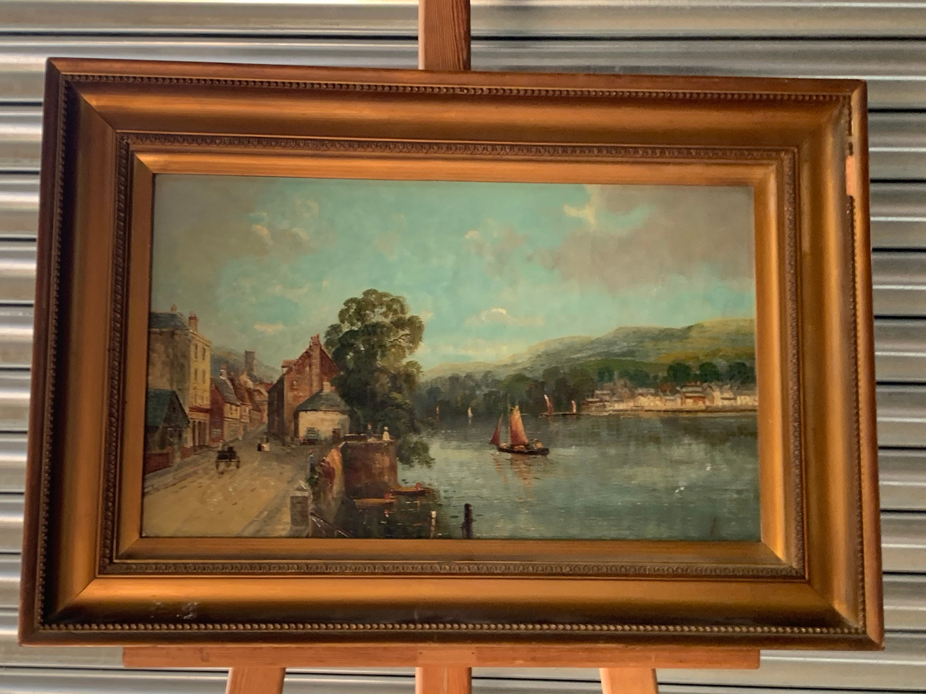 Antique Circa Late 19th Century Oil Painting Of Dartmouth From Kingsmere